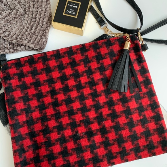PLAID Houndstooth with tassel bag - Picture 3 of 4